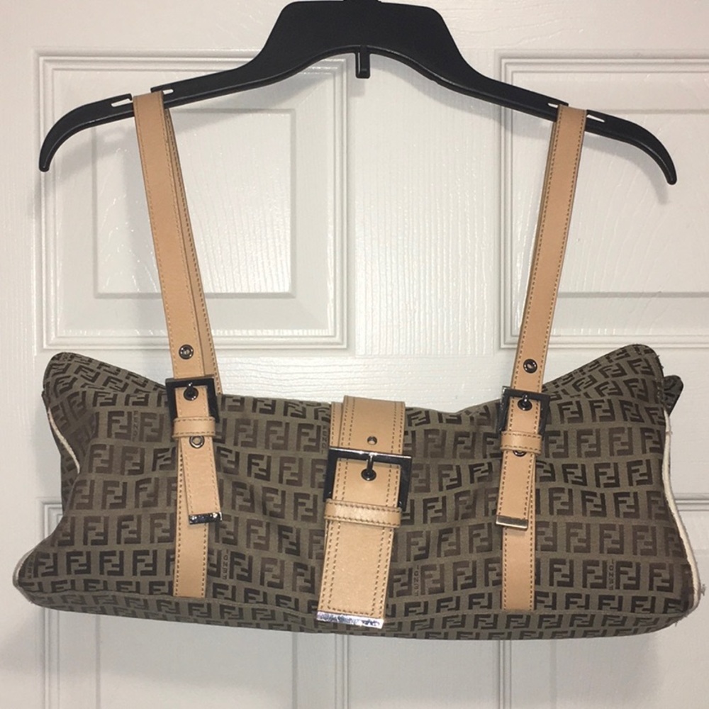 Fendi Brown Zucchino Canvas Long17Wx8 H